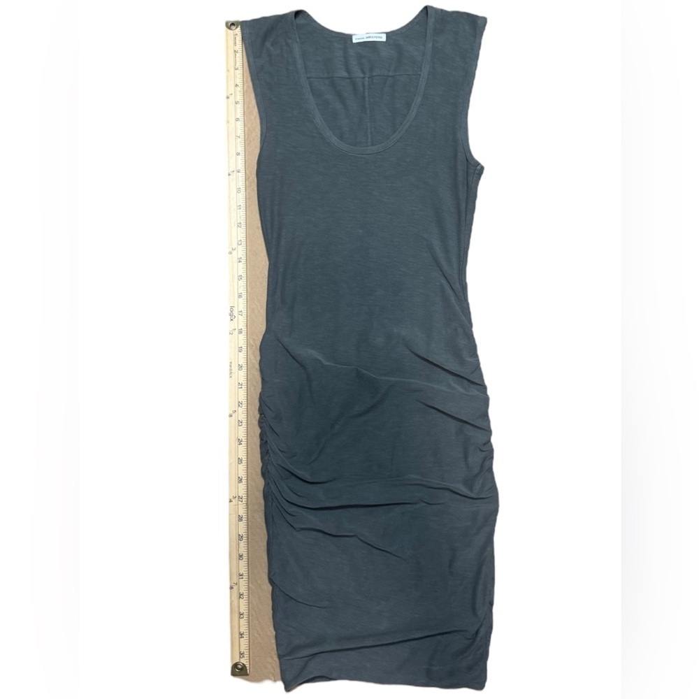 JAMES PERSE Wide Strap Ruched Dress Khaki Green-Grey  Women’s Size 1 Scoop Neck - Picture 12 of 16